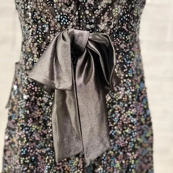 City Studio Fit And Flare Black Sequin Mini‎ Dress Sz 13/14 New With Tags
